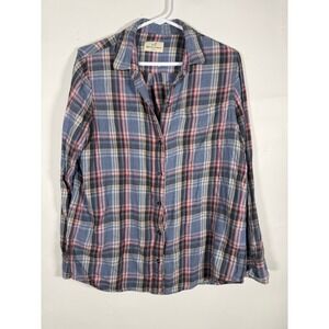 Marine Layer Mens Plaid Button Down Shirt Blue Red Long Sleeve Medium